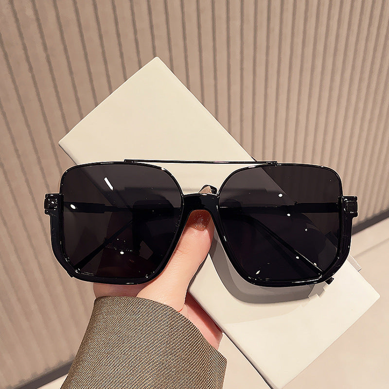 Wholesale Retro personality UV protection lower half frame double beam large frame sunglasses